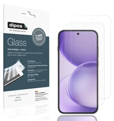 Produktbild von 2x Schutzfolie für Oppo Reno16 matt - Anti-Shock 9H Folie dipos Glass Kunststoffglas