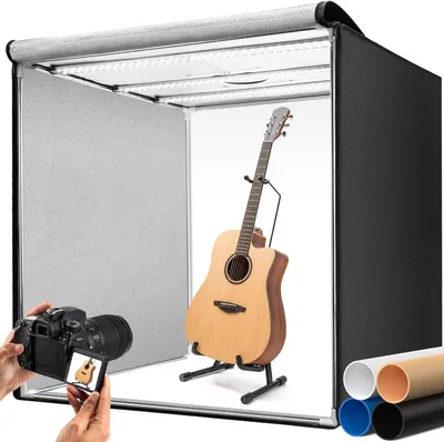 Produktbild von Fotobox 100 cm - Fotostudiozelt - Lichtzelt - Fotostudio-Set - Lichtbox - 3 verstellbare LED-Panels