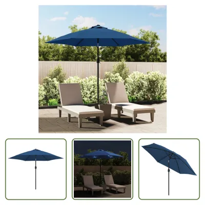 Zdjęcie produktu dla The Living Store Parasol z oświetleniem LED i stalowym słupkiem 300 cm lazurowy niebieski