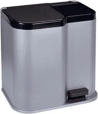 Image de Poubelle à double compartiment pour le tri sélectif - Argent et anthracite