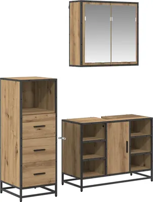 Produktbild von vidaXL Badezimmermöbel-Set 3 Stk. Artisan-Eiche 80 x 33 x 60 cm
