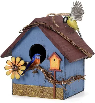 Productafbeelding van Famanu Vogelhuis, hangend - Decoratieve nestkast voor wilde vogels - Weerbestendige broedplaats voor mezen - Tuindecoratie voor balkon, tuin en terras
