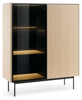 Immagine prodotto di FURNLUX, vetrina, stile moderno, colore beige e nero, 107 cm / Colore principale: beige / Dimensioni: 107 x 126 x 39 cm