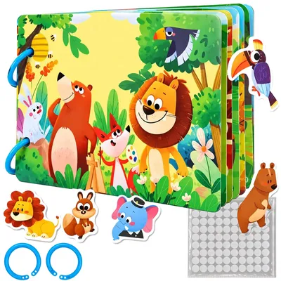 Produktbild von Busy Book Kinderbuch Kreativbuch Waldtiere für Kinder 21x14 Lernbuch Spielbuch Reisespiel Geschenkidee