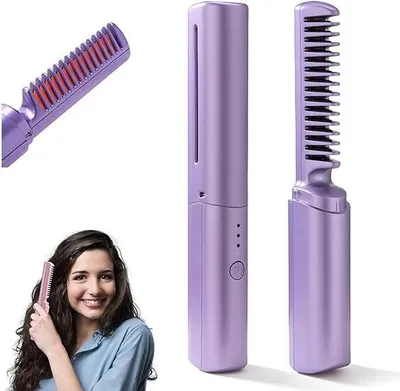 Produktbild von Prenosný nabíjateľný hrebeň na žehlenie vlasov s 3 teplotnými nastaveniami (1x hrebeň + 1x USB nabíjačka) - MINIGLAM