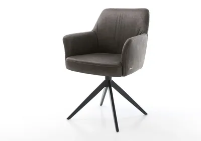 Produktbild von DELIFE Drehstuhl Xana-Flex mit Armlehnen Mikrofaser Anthrazit Vintage Kreuzgestell breit Schwarz 360° drehbar Wippfunktion Taschenfederkern