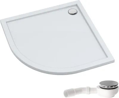 Produktbild von AQUABAD Duschwanne/Duschtasse Villa mit LeakProtect Technologie Smooth White 80x80cm Viertelkreis R55 | inkl. A9.200 Ablaufgarnitur