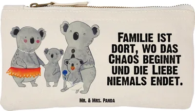 Produktbild von Mr. & Mrs. Panda Kulturtasche Koala Familie Größe S Klein - Weiß - Geschenk, Kosmetiktasche, Federmappe, Family, Papa, Kinder, Kulturbeutel, Schulmäppchen, Muttertag