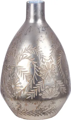 Image de Gilde Vase, "Peso", Blumenmotiv, Glas, grau, VE 1, L. 26 cm, B. 26 cm, H. 43 cm  53084
