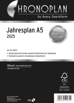 Produktbild von CHRONOPLAN Jahresplan 2025 DIN A5