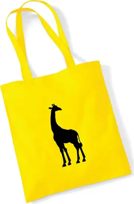 Produktbild von Huuraa Jutebeutel Giraffe Silhouette 10 Liter Yellow Baumwolle Tasche Geschenkidee