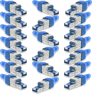 Produktbild von 20x Netzwerk Stecker CAT 7 Werkzeuglos RJ45 CAT7 Netzwerkstecker Netzwerkkabel