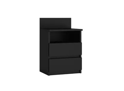 Produktbild von VBChome Nachttisch 40 x 32 x 59 cm Schwarz Matt Nachttisch mit 2 Schubladen und 1 Fächer für das Schlafzimmer Grifflose Büro Zimmer Modern Schwarz Matt