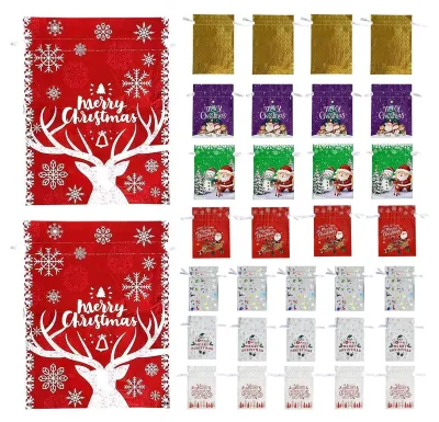 Produktbild von Wiederverwendbare Weihnachtsgeschenkbeutel (33 Stück)