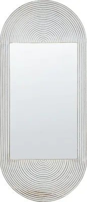 Obrázek produktu pro BELIANI Dřevěné nástěnné zrcadlo 56 x 130 cm bílé závěsné dekorativní stylové do ložnice obývacího pokoje chodby
