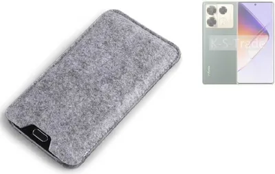 Produktbild von K-S-Trade Filz Handyhülle kompatibel mit Infinix Note 40 Pro+ 5G Schutzhülle Filztasche Filz Tasche Case Sleeve Handy Hülle Filzhülle grau