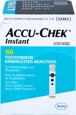 Produktbild von ACCU-CHEK Instant Acti Medi Teststreifen zur Bestimmung des Blutzuckers, 50 St. Teststreifen