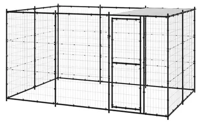 Produktbild von Hundezwinger für den Außenbereich mit Überdachung aus Stahl 7,26 m²