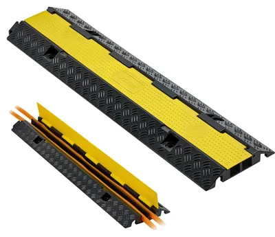 Image de VEVOR Pont de câble 1005 mm, 9979 kg, 2 canaux (32x31 mm) protection anti-franchissement en caoutchouc, protection contre les trébuchements, couvertures de sol, pour les zones à seuil élevé, maison, bureau, entrepôt, 1 pièce