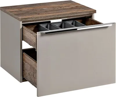 Produktbild von Waschtischunterschrank 60cm PUEBLA-56-TAUPE in taupe mit Vintage Oak, B/H/T ca. 60,4/48,5/46 cm