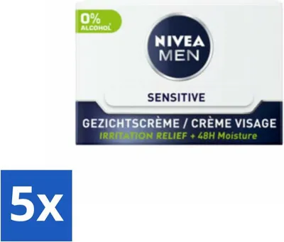 Obrázok produktu pre NIVEA MEN Sensitive denný krém na tvár 50 ml - hodnotné balenie - 5 kusov