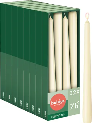 Produktbild von Bolsius 32er Set glatte Spitzkerzen,  24.5cm, elfenbein