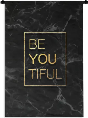 Produktbild von MuchoWow® Wandteppich Wandbehang Zitate - Sprichwörter - Gold - Marmor 90x135 cm Tapisserie Dekoration Wandtuch - Baumwolle - Wandskulptur