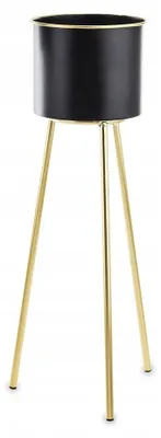 Produktbild von Styldekor Metall-Blumentopf mit Ständer 65cm Gold Schwarz