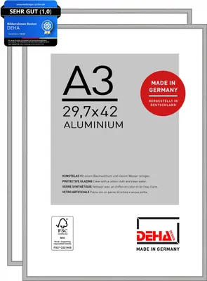 Produktbild von DEHA Design Bilderrahmen Boston (2er Set), A3 29,7x42 cm, Aluminium Silber Matt