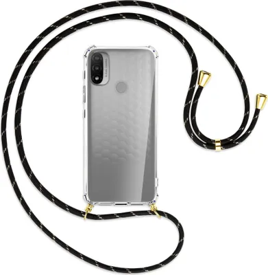 Produktbild von Handykette Backcover-Schutzhülle mit Band (Metall goldfarben) für Motorola Moto E20 (XT2155) - schwarz/gold