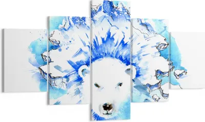 Produktbild von Bild auf Leinwand - Leinwandbild - Bär Eis Winter Arktis - 125x70cm - Wand Bild - Wanddeko - Leinwanddruck - Bilder - Kunstdruck - Wanddekoration - Leinwand bilder - Wandkunst - EA125x70-3021