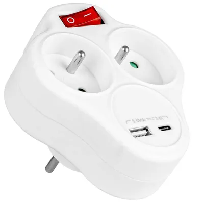 Obrázek produktu pro Vayox VA0284 Splitter | 2 zásuvky + USB-C + USB A | Switch | Bílá