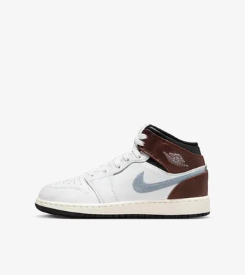Produktbild von Air Jordan 1 Mid SE für Kinder "Brown Blue Grey", Braun / Weiß, Größe: 38,5