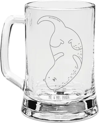 Produktbild von Mr. & Mrs. Panda Glaskrug Otter Kopfüber - Transparent - Geschenk, Krug, Seidel, Süß, Seeotter, Bierkrug Mit Gravur, Niedlich, Glas, Humpen, See