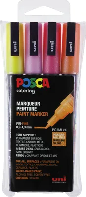 Image de POSCA Marker UNI PC-3M 4er Set Glitter