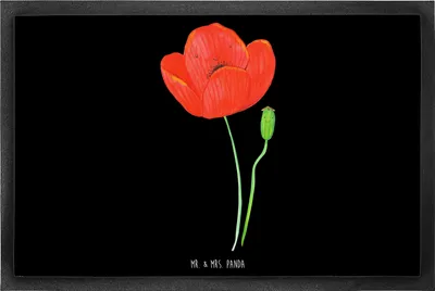 Produktbild von Mr. & Mrs. Panda fußmatte Blume Mohnblume 60 x 90 cm - Schwarz - Geschenk, Motivation, Mohn, Respekt, Bodenvorleger, Schmutzfänger, Selbstliebe, Schmutzfangmatte, Garten