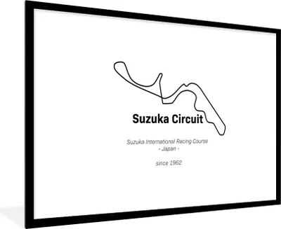 Produktbild von MuchoWow® Gerahmtes Poster Formel 1 - Suzuka - Rennstrecke 90x60 cm - Poster mit Schwarzem Bilderrahmen Wandposter Rahmen Foto Bilder - Wanddekoration - Fotos