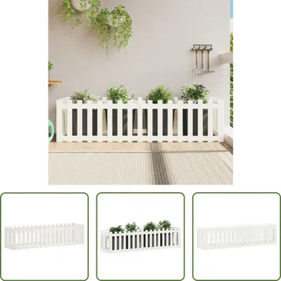 Produktbild von The Living Store Hochbeet Lattenzaun-Design Weiß 200x50x50 cm Massivholz Kiefer