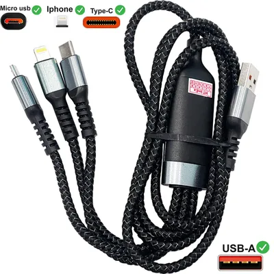 Produktbild von 1,2m Ladekabel 3in1 Multi Schnell USB Typ C Handy 100W für Samsung Huawei Xiaomi