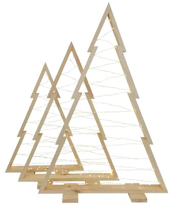 Image de Lot de 3 sapins de Noël décoratifs avec LED