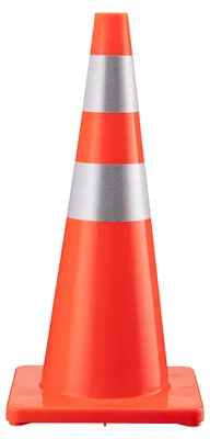 Produktbild von Wiltec Verkehrskegel aus PVC 70 cm, orangener Leitkegel zum Absichern, Pylon mit Reflexbändern