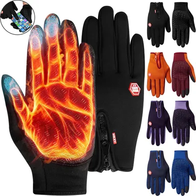 Produktbild von Wasserdichte Winterwarm Handschuhe Schnee-Ski-Handschuhe Snowboard-Handschuhe Motorrad-Fahrhandschuhe Winter-Touchscreen-Windstopper-Handschuh für Männer und Frauen,Blau,XL