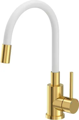 Immagine prodotto di QUADRON MAGGIE Rubinetto miscelatore da cucina SteelQ 360°, colore: bianco, altezza: 38 cm Funzione QFix, rubinetto girevole in acciaio inox per cucina