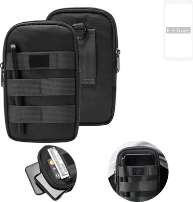 Produktbild von K-S-Trade Holster Gürtel Tasche kompatibel mit LG Electronics G8X THinQ Handy Tasche Schutz Hülle dunkel-grau viele Fächer, 1x