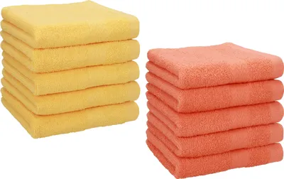 Produktbild von Betz 10 Stück Seiftücher 30x30 cm PREMIUM 100% Baumwolle Farbe: honiggelb und blutorange