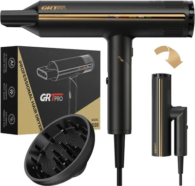 Image de Sèche-cheveux ionique - Sèche-cheveux - Sèche-cheveux de voyage - Sèche-cheveux avec diffuseur - Sèche-cheveux pliable - 2200 W