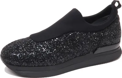 Produktbild von F5622 sneaker donna schwarz glitter HOGAN H222 scarpe slip on shoe woman