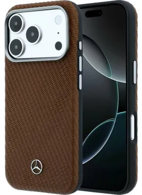 Image de Coque pour iPhone 17 Pro, imitation cuir Mercedes-Benz, effet bois, avec aimant MagSafe, couleur marron