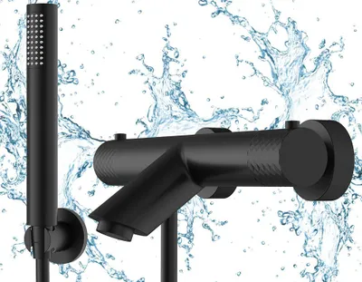 Produktbild von Granitan | Badarmatur Glami - Schwarz - Thermostat - Hochwertige Qualität - Modernes Design