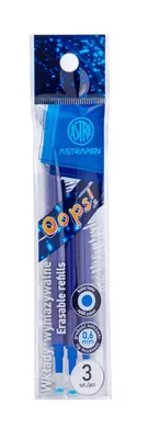Zdjęcie produktu dla Wkłady wymazywalne niebieskie 0,6 mm ASTRAPEN OOPS! - 3 sztuki